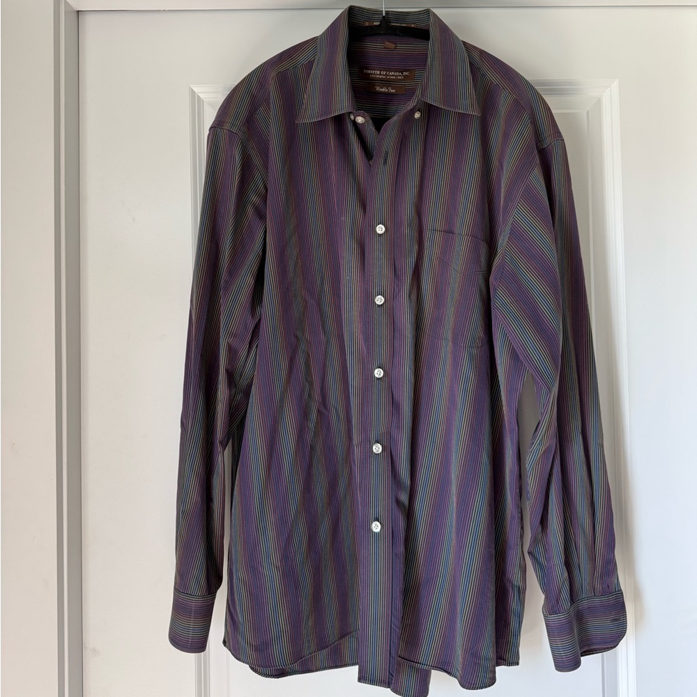 Forsyth of Canada Wrinkle Free Dress Shirt Multicolor Stripe 100% Cotton